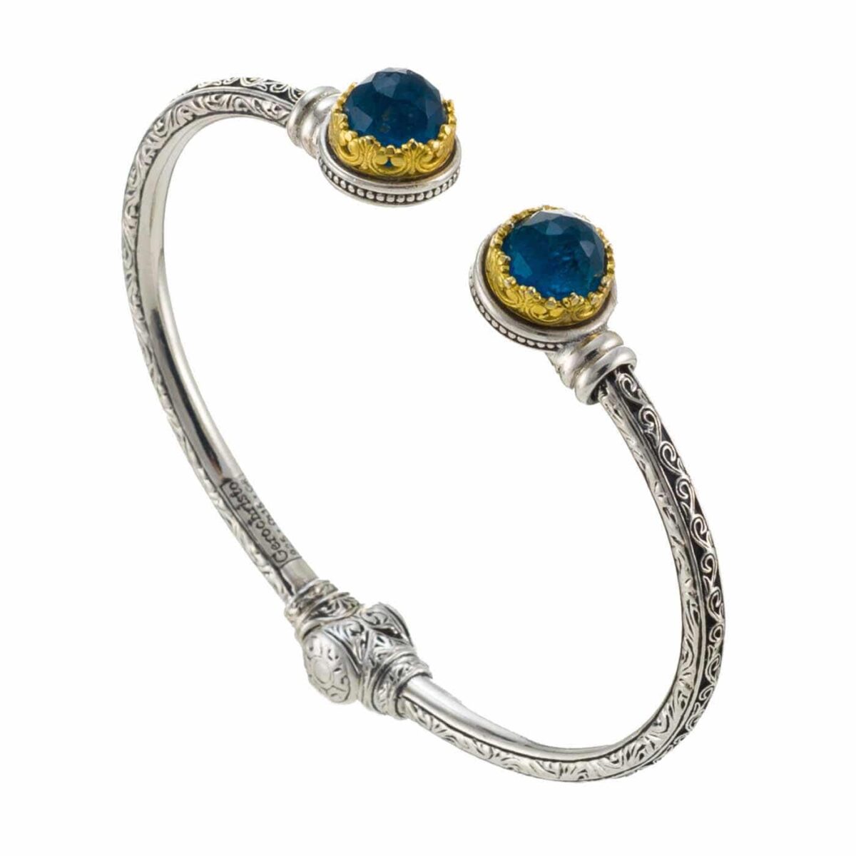 Bracelet in Sterling Silver with gold plated parts and doublet stones